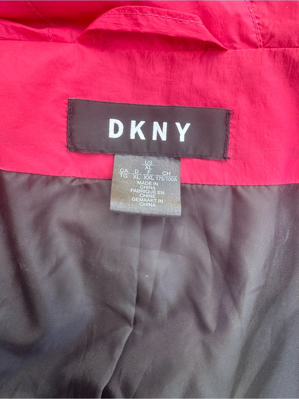 DKNY Red Lightweight Hooded Windbreaker Women’s XL - Picture 10 of 14